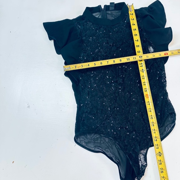 windsor lace bodysuits sequins blouse black size S - Picture 8 of 10